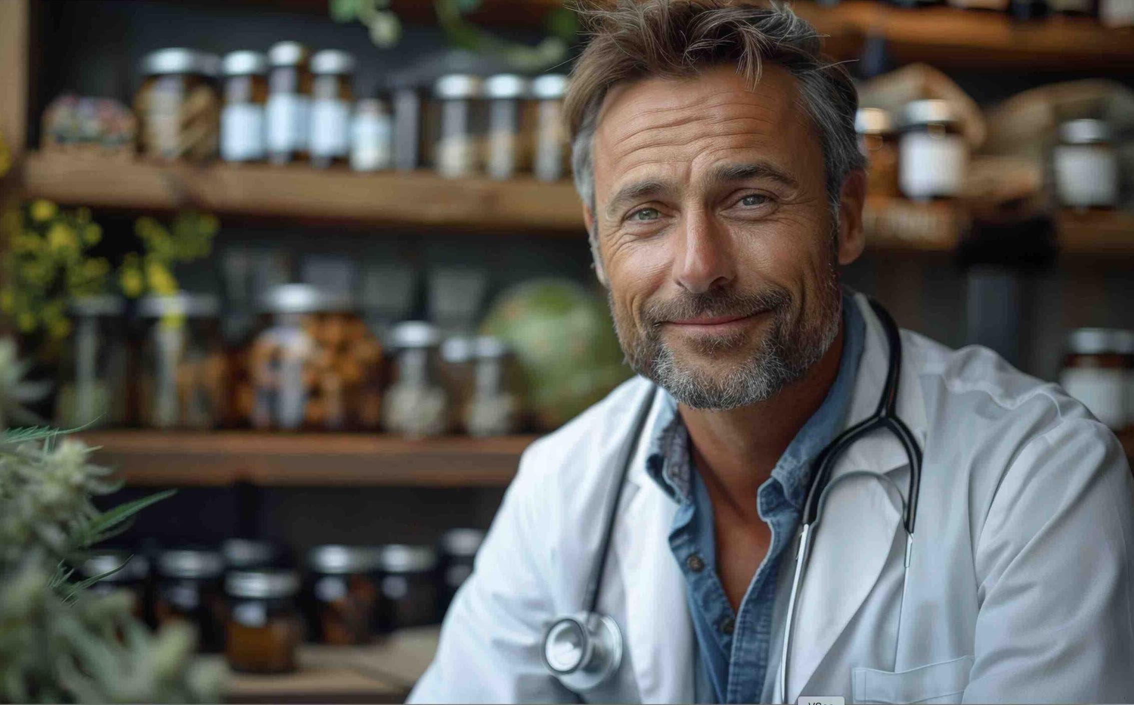 A smiling physician standing in a wellness clinic